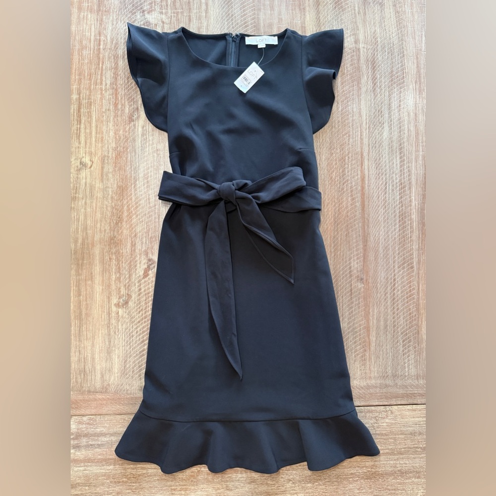 NWT, LOFT Tie Waist Ruffle Midi Dress, 4